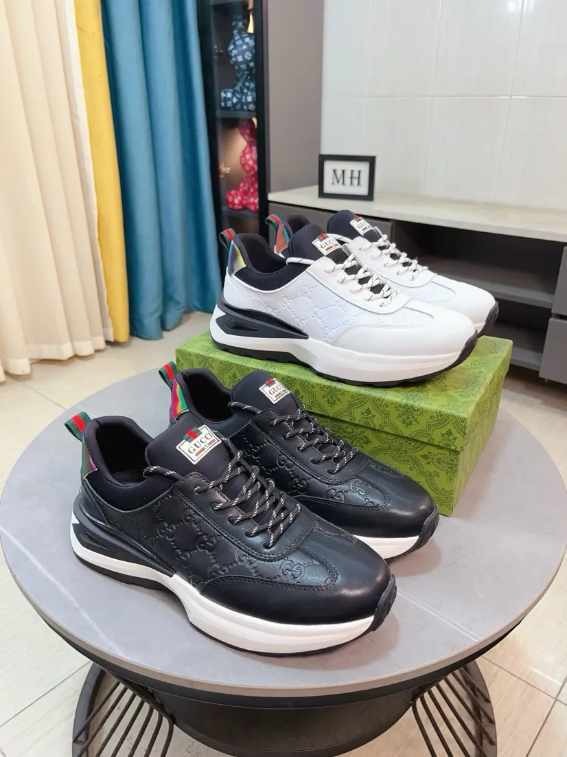 Factory price 458🌹🌹GUCCI [Gucci] New high-end brand of men's shoes, the latest fashionable casual men's shoes, trendy and versatile style, relaxed and sporty style, uppers imported from Italy, first-layer cowhide, genuine leather lining and ultra-fine workmanship. Original personalized fashionable rubber wear-resistant outsole, light and comfortable on the foot, size 38-44